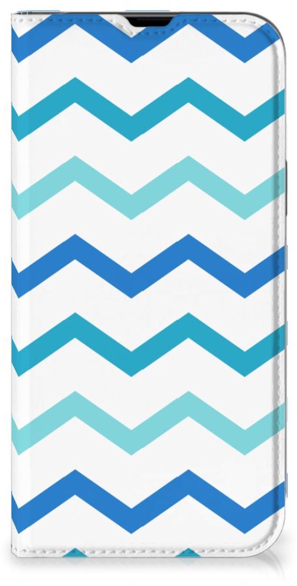 Book Case voor iPhone 13 Pro Max Hoesje met Magneet Zigzag Blauw
