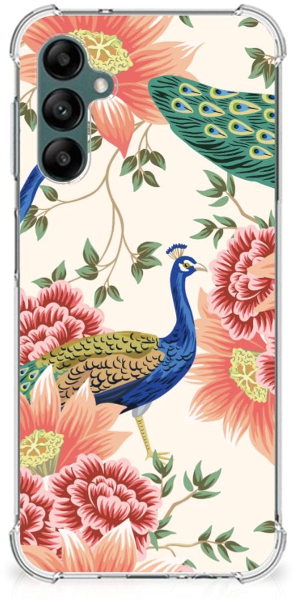 Case Anti-shock voor Samsung Galaxy A14 5G/4G Pink Peacock