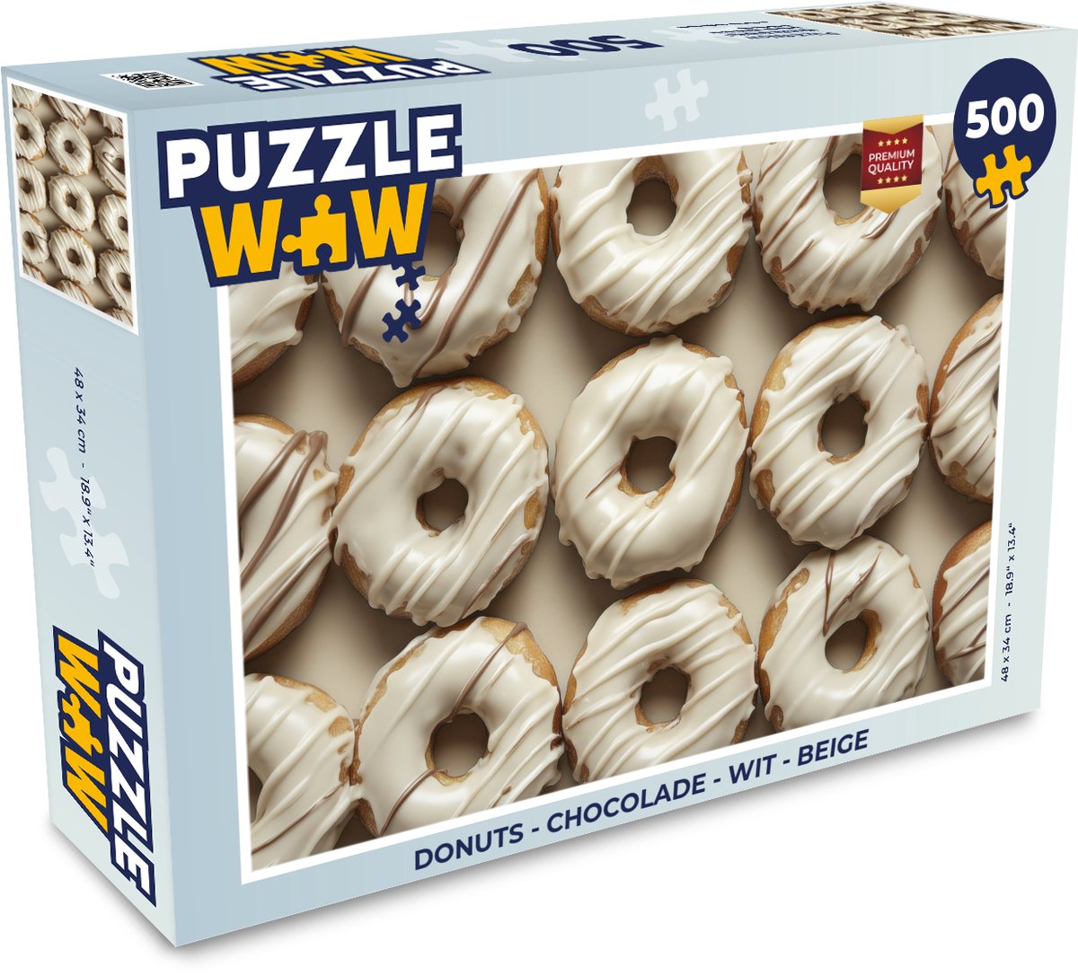 Puzzel Donuts - Chocolade - Wit - Beige - Legpuzzel - Puzzel 500 stukjes