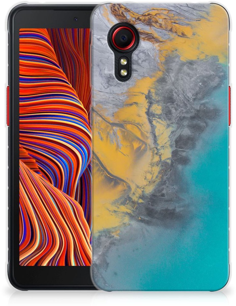 Samsung Galaxy Xcover 5 TPU Siliconen Hoesje Marble Blue Gold