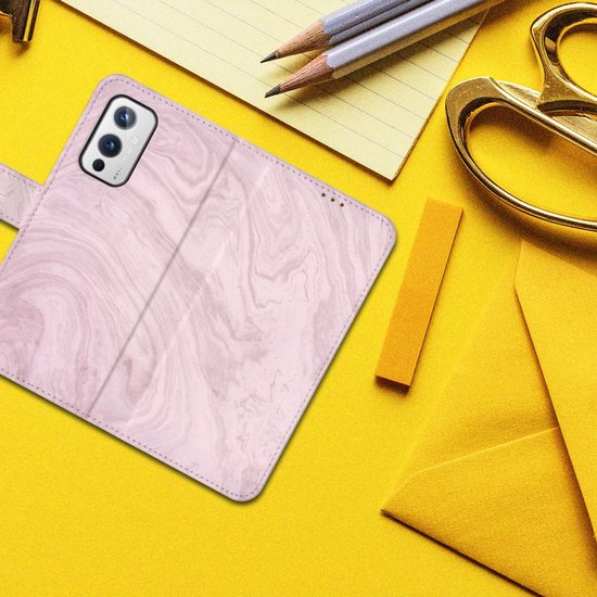 Étui pour téléphone portable OnePlus 9 Flip Case Pink marbré