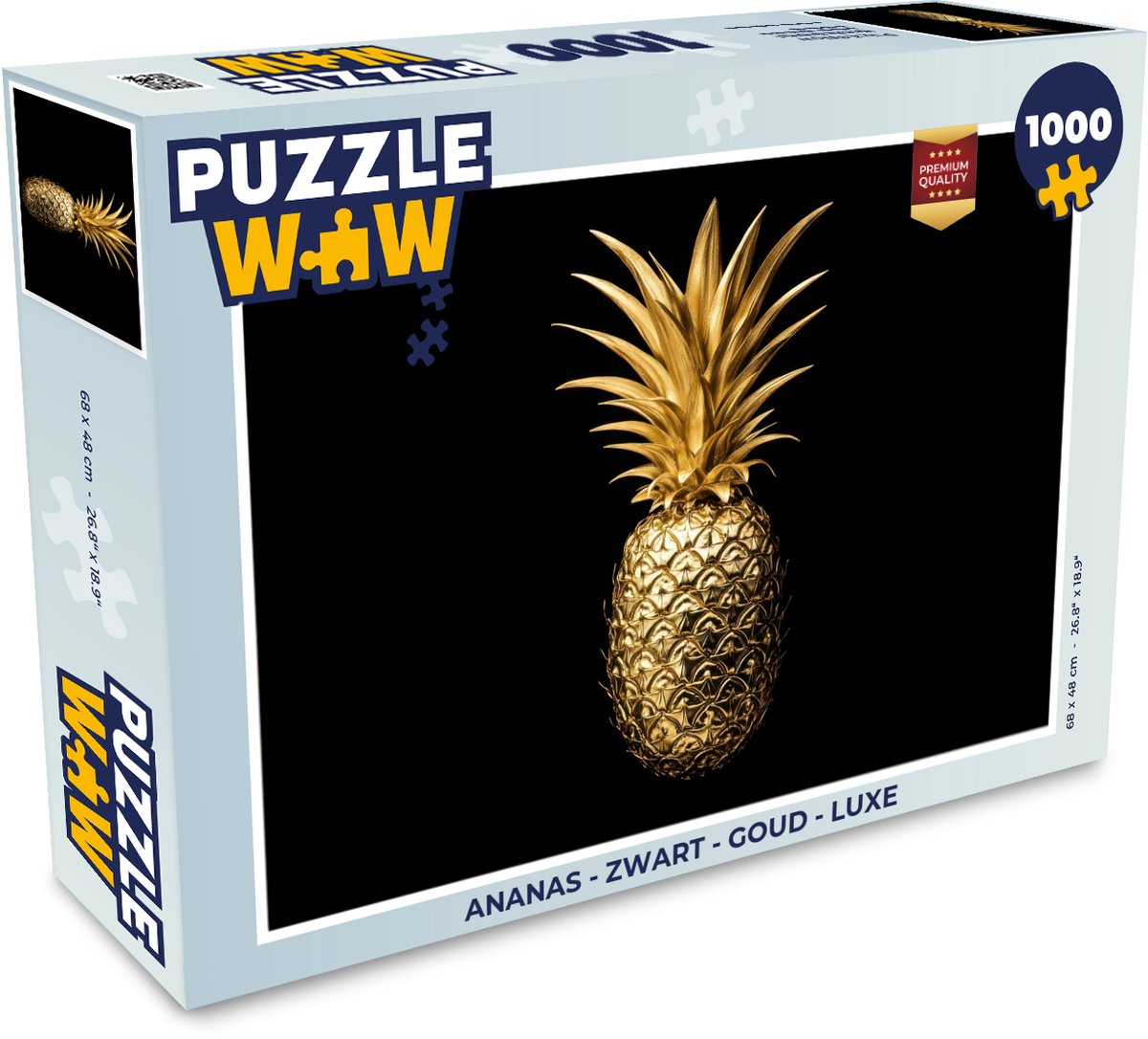 Puzzel Ananas - Zwart - Goud - Luxe - Legpuzzel - Puzzel 1000 stukjes volwassenen