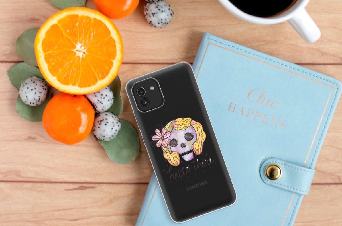 Silicone Back Case Samsung Galaxy A03 Boho Skull