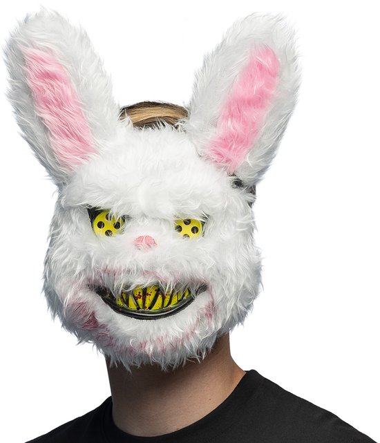 Boland - Pluchen masker Bloody rabbit - Volwassenen - Konijn - Horror - Monster - Killer - Cosplay - Halloween - Themafeest - Carnaval