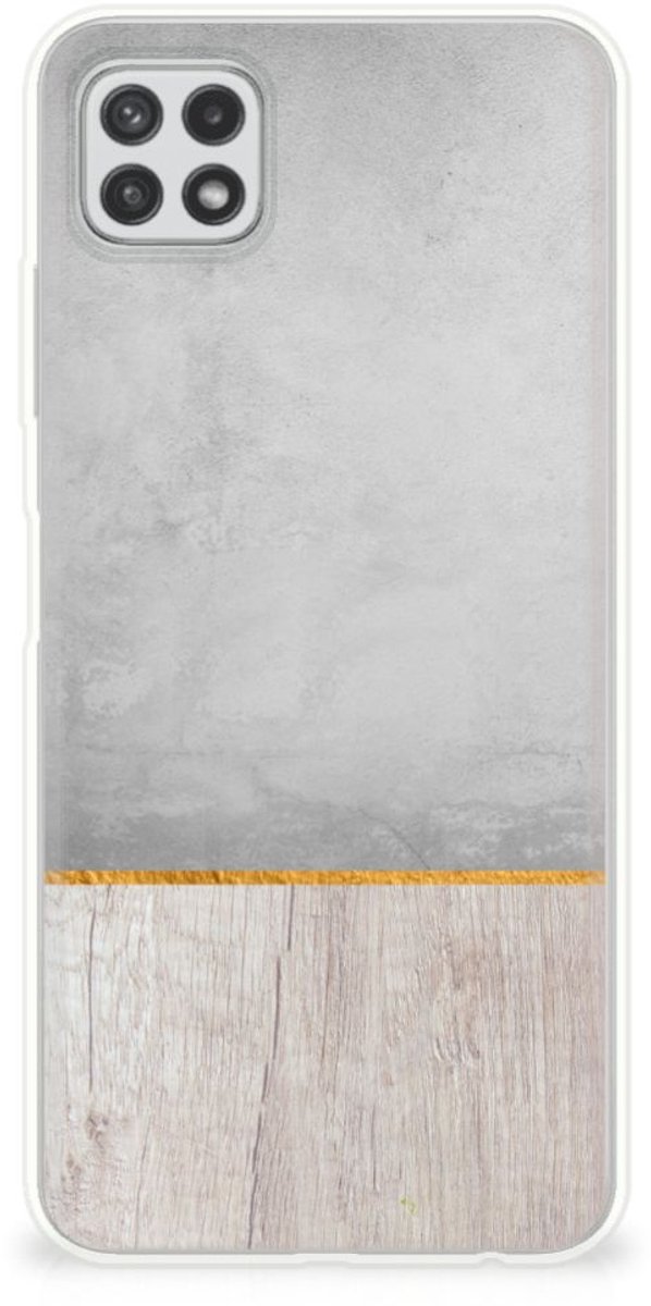 Samsung Galaxy A22 5G Bumper Hoesje Wood Concrete