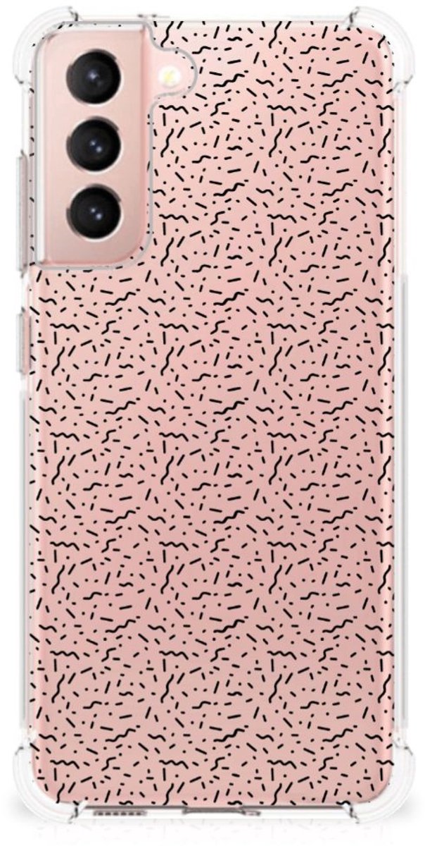 Samsung Galaxy S21 FE Doorzichtige Silicone Hoesje Stripes Dots