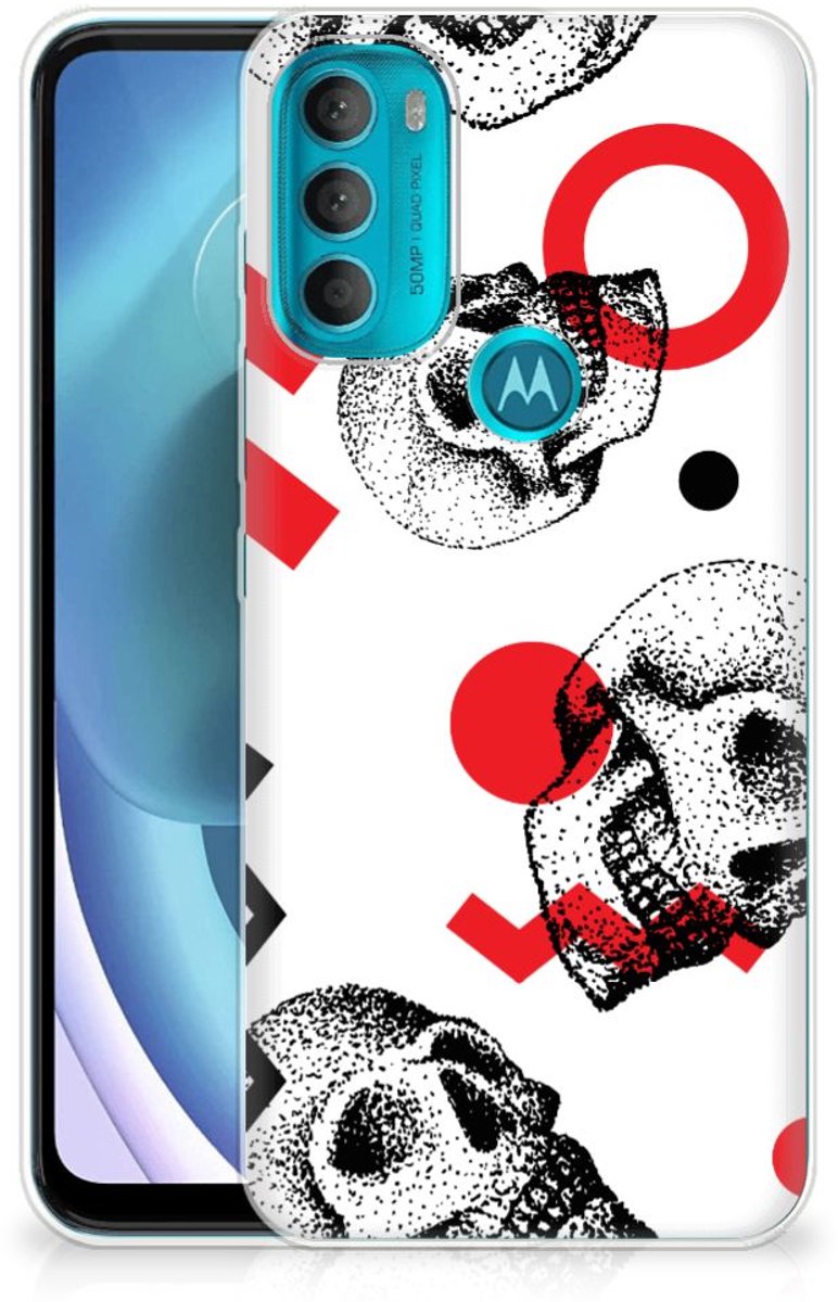 Silicone Back Case Motorola Moto G71 5G Skull Red