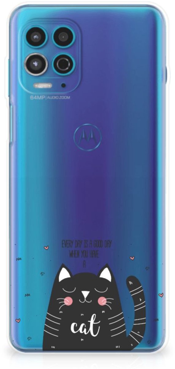 Motorola Moto G100 Telefoonhoesje met Naam Cat Good Day