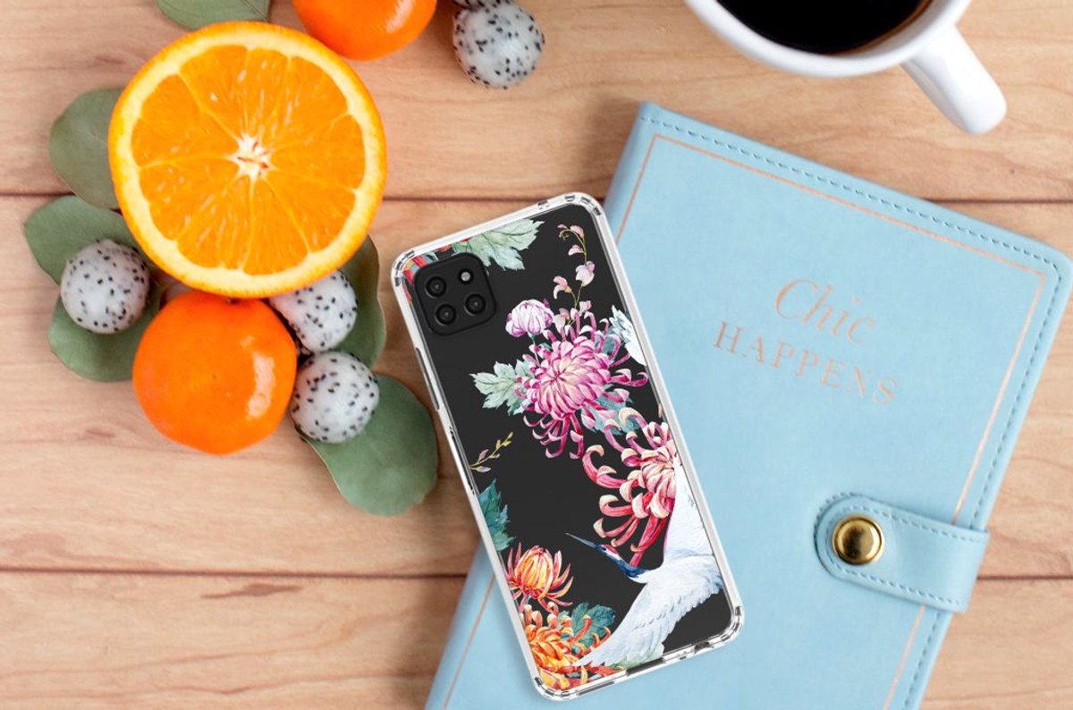 Samsung Galaxy A22 5G Case Anti-shock Bird Flowers