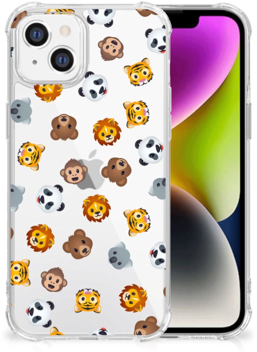 Doorzichtige Silicone Hoesje voor iPhone 14 Dieren Emojis