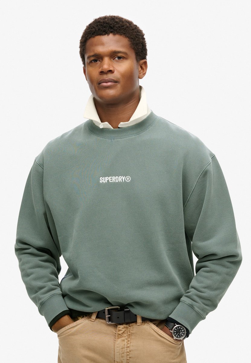 Superdry Micro Logo sweatshirt met ronde hals en losse pasvorm Heren Truien Blauw