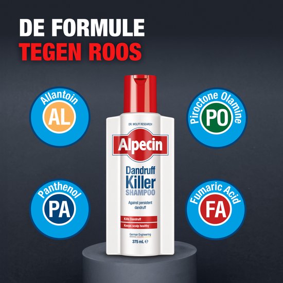 Alpecin Dandruff Killer Anti Roos Shampoo 3x 375ml | Effectief verwijdert en voorkomt roos | Haarverzorging voor mannen Made in Germany