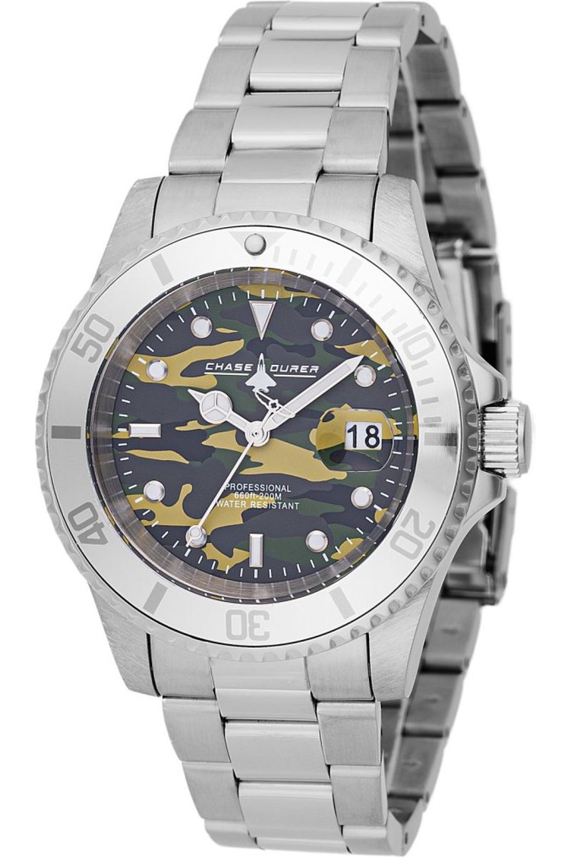 Chase Durer CDW-0131 Heren Horloge - Waterdicht - Analoog - Quartz Uurwerk - Roestvrij Staal met groene Wijzerplaat - 40mm