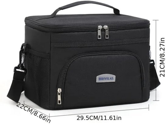 Sac isotherme Nivard - Glacière - Éléments de refroidissement - Glacière - Voiture - Sac à lunch - Plage - Zwart