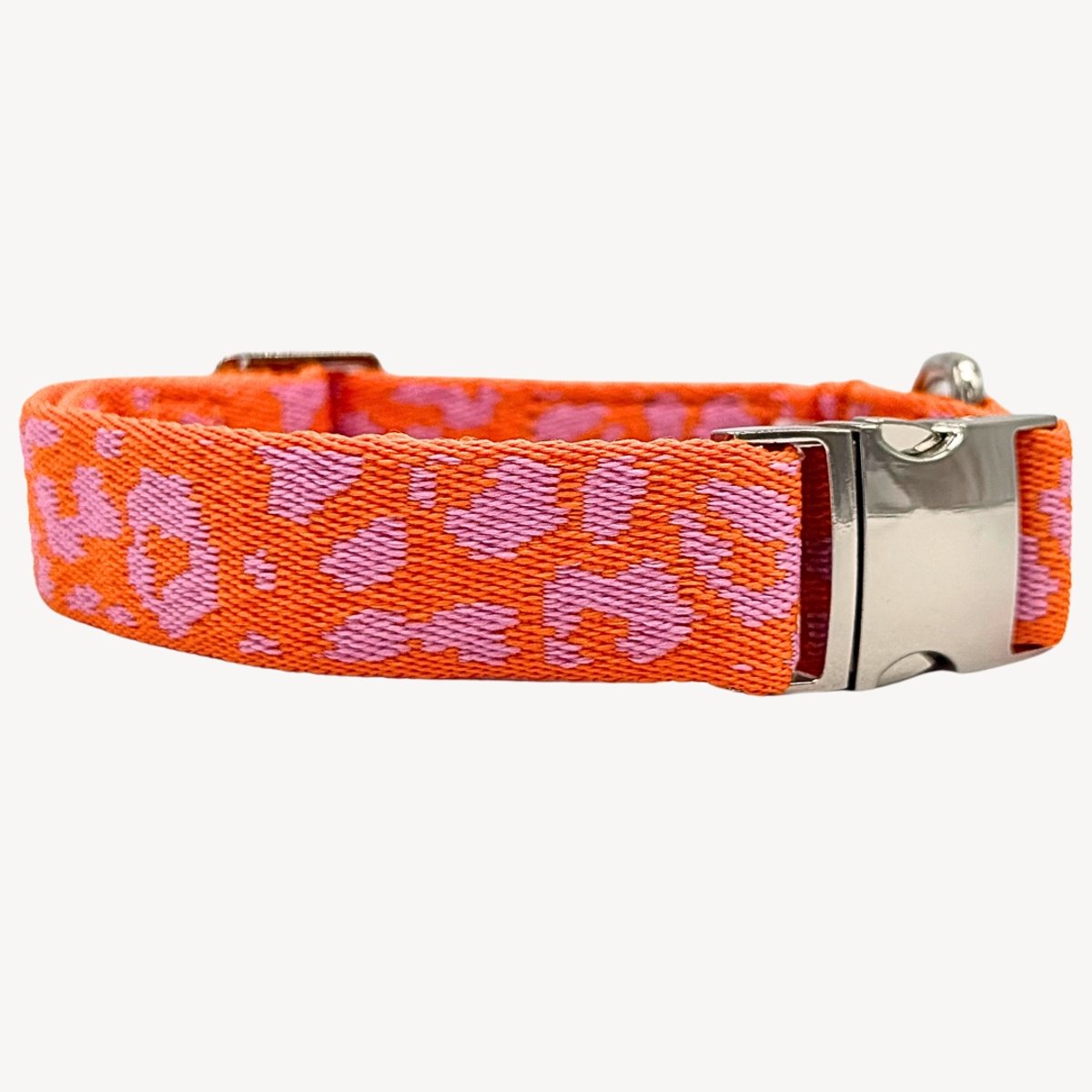 Panter - Oranje/Roze - Halsband Hond - XS - 22 / 36 cm - Puppy halsband - kleine hond