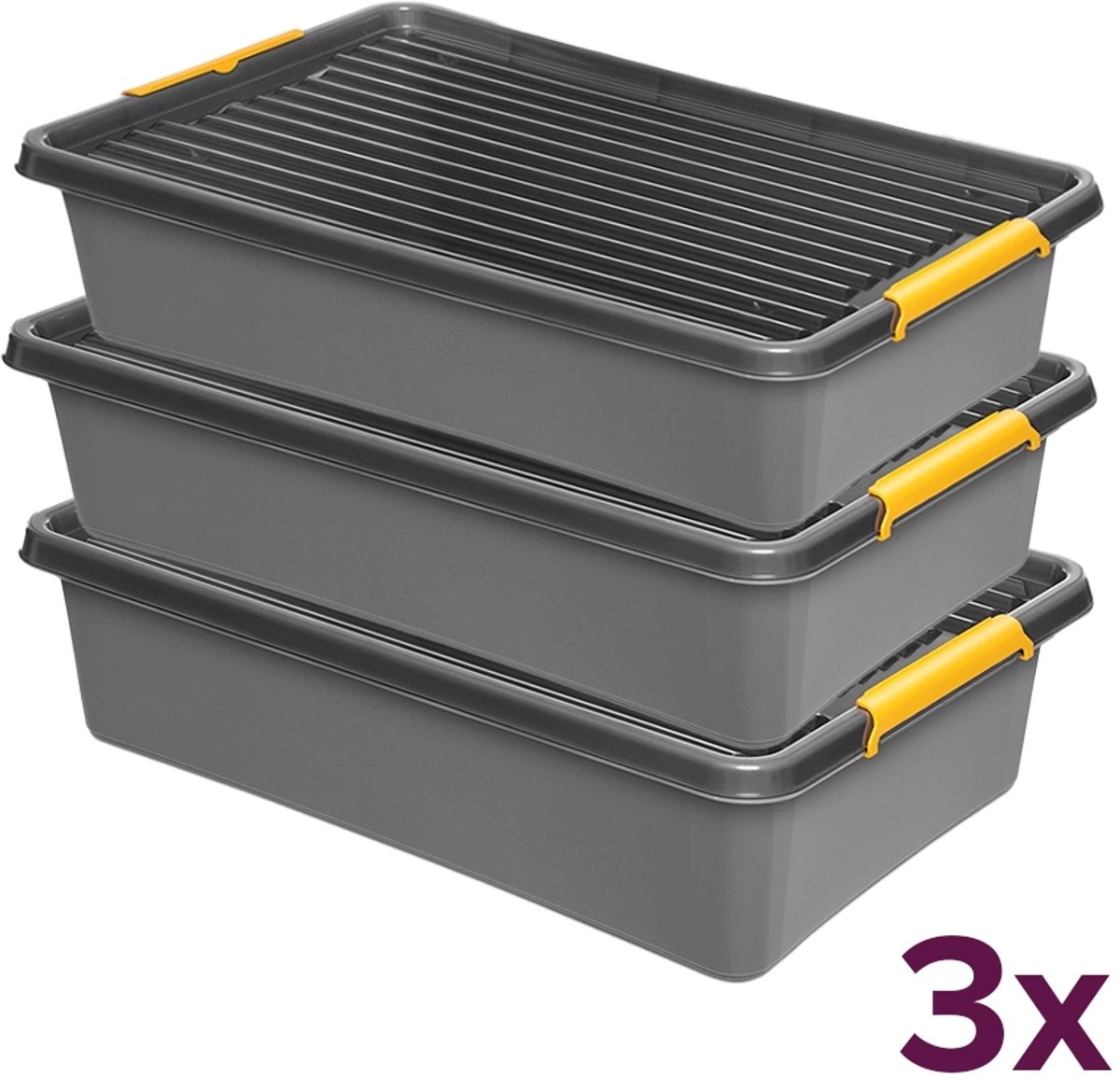 Orplast opbergbox heavy duty 29 liter (voordeelbundel) - solidstore - Grijs - Stapelbaar | Nestbaar | Met deksel | Heavy Duty | Rolbaar - Opbergbox met deksel - Opslagbak - Opslagbox- Opbergbak