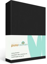 Pure'Cotton Hoeslaken 160x200 - tot 35 cm Hoekhoogte - 100% Katoen Jersey - Meer Kleuren - Strijkvrij - Lange Levensduur - Zwart