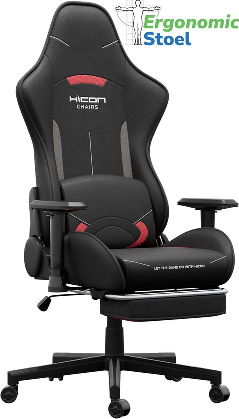 HICON Gamestoel Splendore - Stoffen Gamestoel- Ergonomisch - Gaming stoel - Bureaustoel - Verstelbaar - Gamestoelen - Racing - Gaming Chair - Zwart
