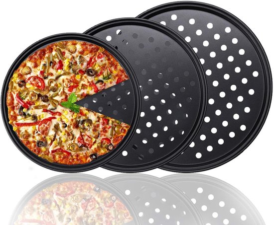 Plaque à Pizza Antiadhésive Ronde En Acier Carbone - Moule à Tarte Gâteau Pain 9'' Outil Cuisine Restaurant