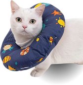 ZERO 90® Verstelbare Beschermkraag voor Katten en Konijnen | Kleine en Grote Katten | Eilandleven | Comfortabele Medische Kraag | Met Trekkoord | voor Wondbescherming en Herstel na Operatie | Kattenkraag Maat S