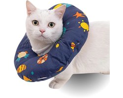 Verstelbare Beschermkraag voor Katten en Konijnen | Kleine en Grote Katten | Eilandleven | Comfortabele Medische Kraag | Met Trekkoord | voor Wondbescherming en Herstel na Operatie | Kattenkraag Maat S