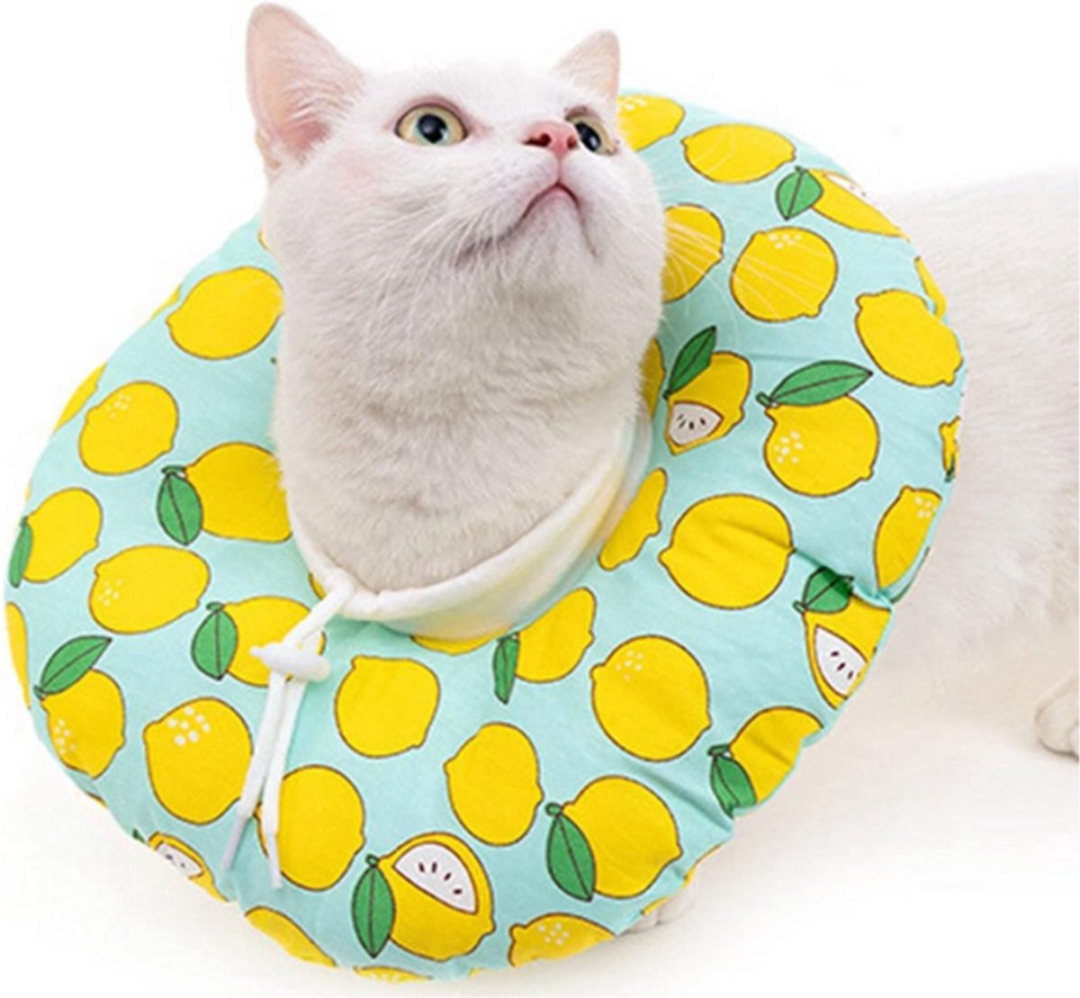 Verstelbare Beschermkraag voor Katten en Konijnen | Kleine en Grote Katten | Citroen | Comfortabele Medische Kraag | Met Trekkoord | voor Wondbescherming en Herstel na Operatie | Kattenkraag Maat S