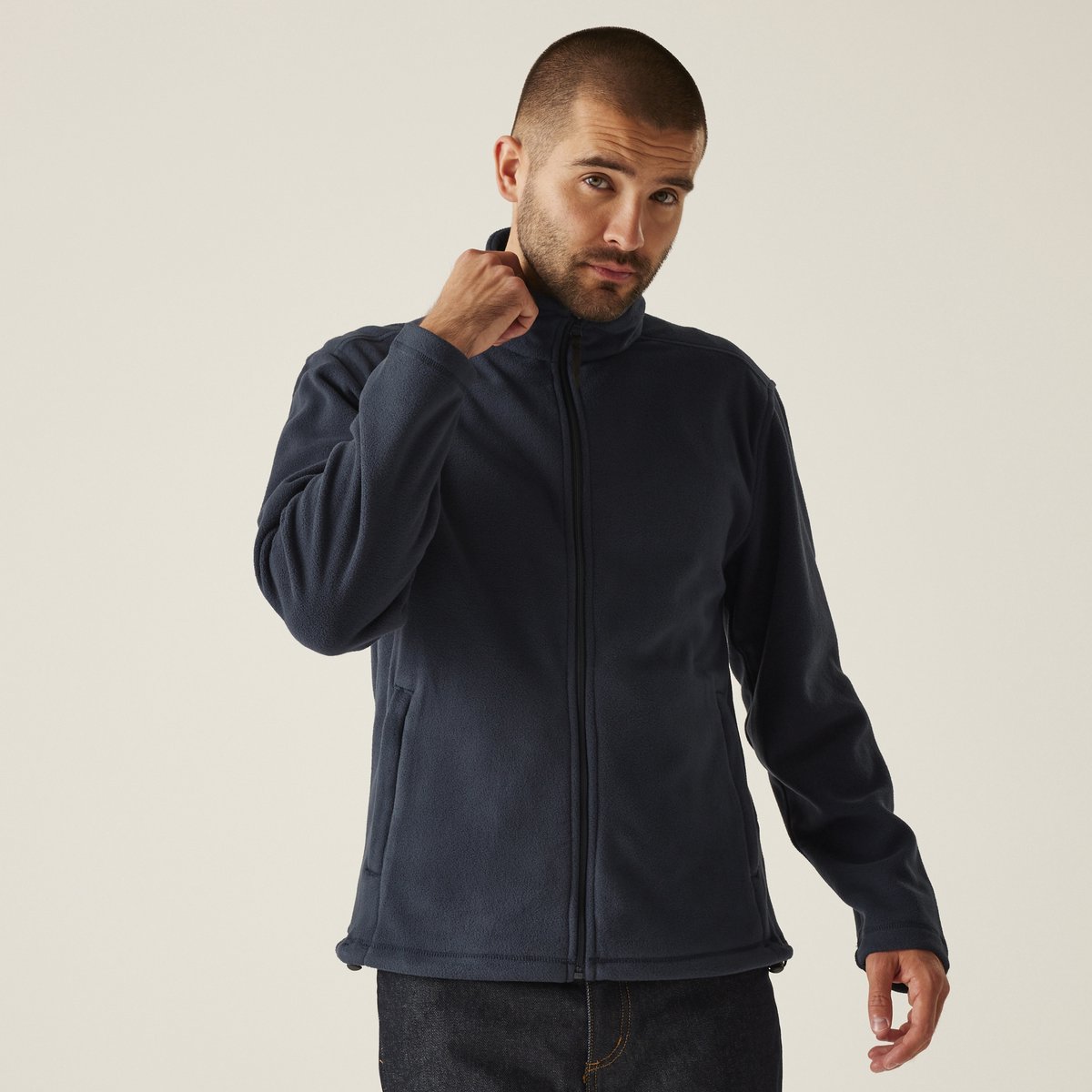 Fleece Hiking Volwassenen Volledige Rits Zakken Blauw