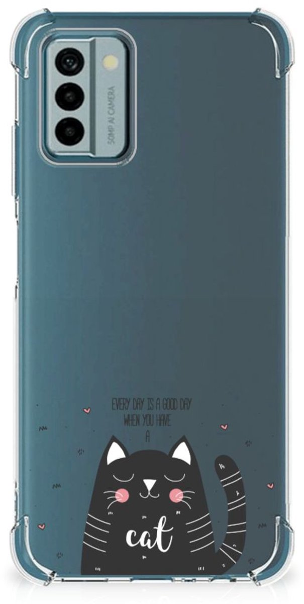 Nokia G22 Stevig Bumper Hoesje Cat Good Day