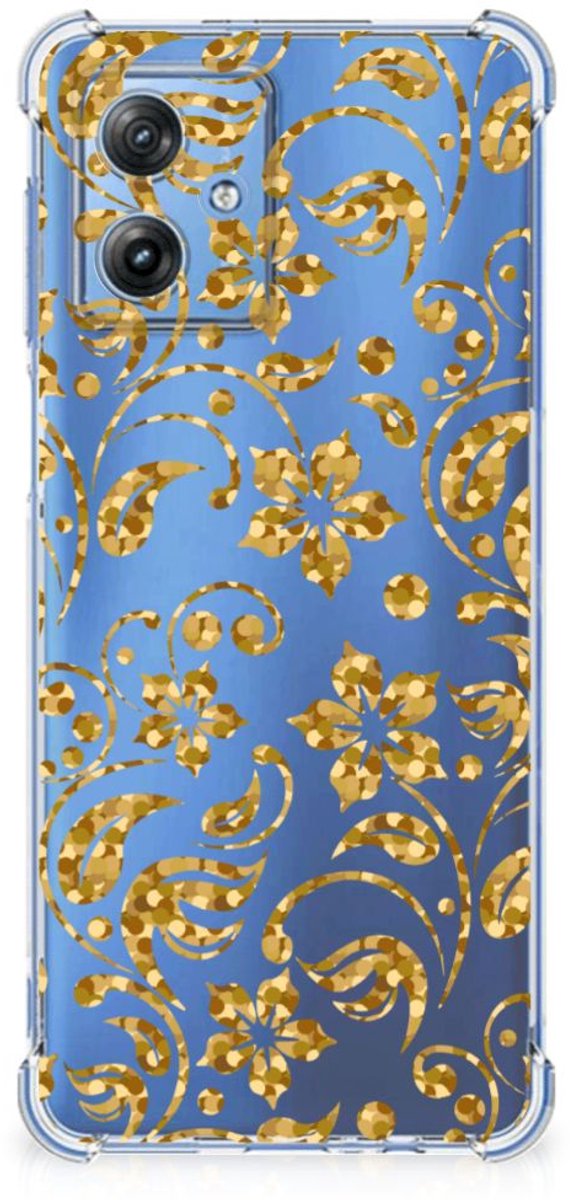 Motorola Moto G54 Case Gouden Bloemen