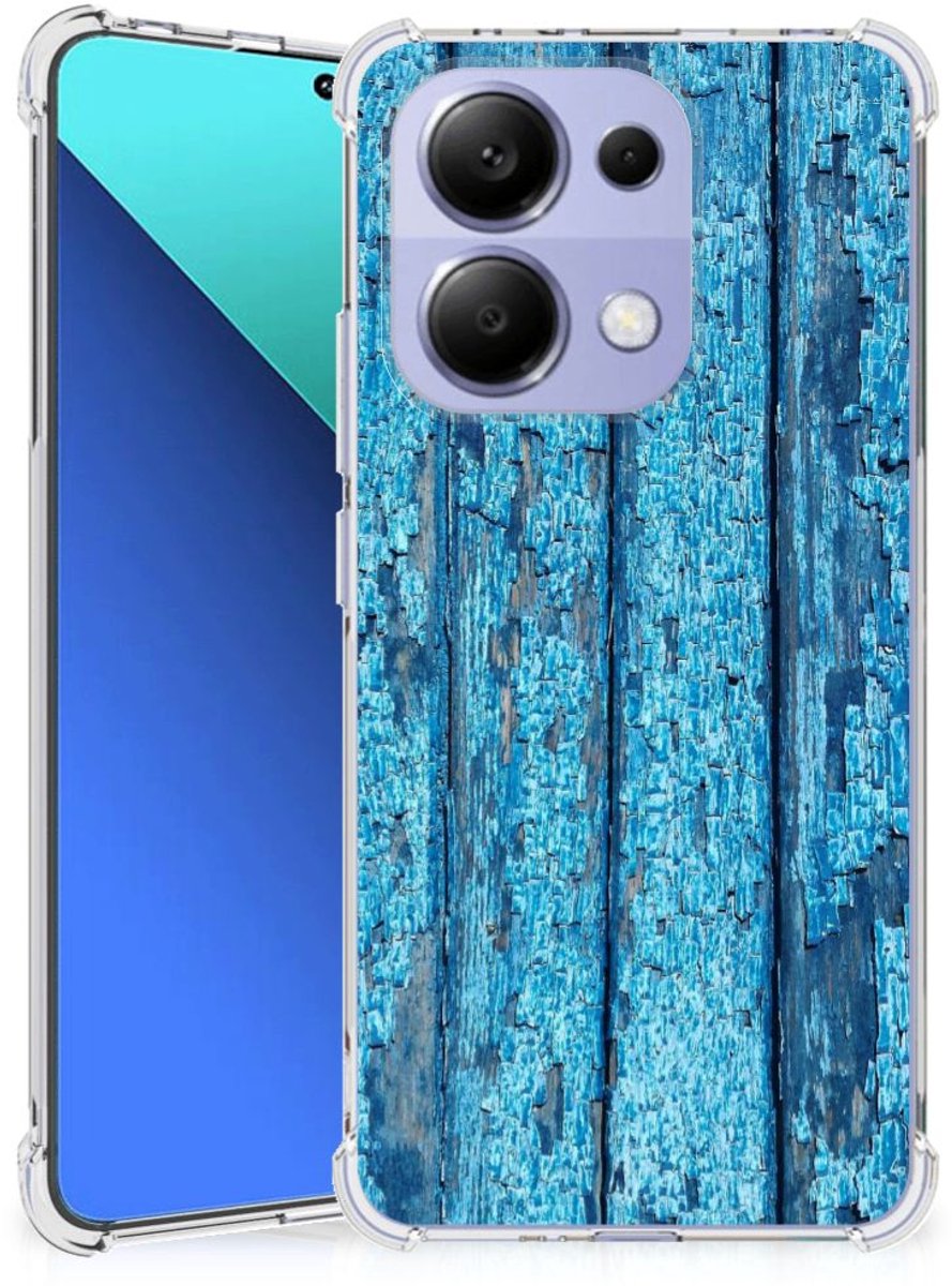 Xiaomi Redmi Note 13 4G Stevig Telefoonhoesje Wood Blue
