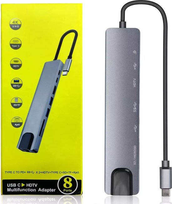 Hub USB Multiport 8 Ports Avec Connecteur Type C - Marque CANN - Neuf Dans Son Emballage
