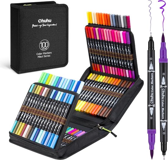 Duotip Bruynzeel Expression fineliner en brushpen set à 12 kleuren : Specialist op het gebied