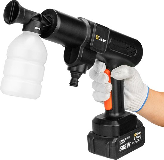 SimpleStore Draadloze Hogedrukreiniger - Zwart- 200Bar - 6 in 1 - 2 accu's - Elektrisch - Hogedrukreinigers - Hogedrukreiniger auto/tuin van SimpleStore — afbeelding 5