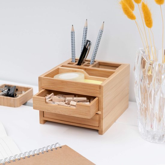 Bamboe Bureau-Organizer, Kantoor, 3 Laden, Vrijstaand, voor