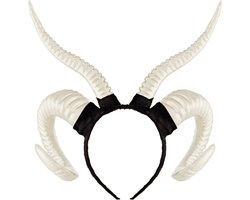 KIMU® Haarband Hoorns Gewei Wit - Kunststof Diadeem Engel Godin - Steenbok Ram Horoscoop Schaap Buffel Antilope - Carnaval Halloween Halloween