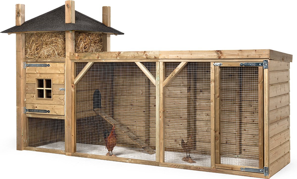 Wood Selections Kippenhok Hooiberg Sofie - Kippenren - Nachthok Kippen voor buiten - kippenhok met buitenverblijf - Dierenverblijf