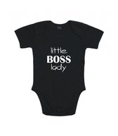 Rompertjes baby met tekst - Little boss lady - Romper zwart - Maat 62/68