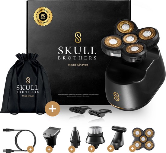 Scheerapparaat Mannen 9-in-1 - Skull Shaver Pro - Kaal Hoofd - Gezicht en Hoofd Trimmer - Neustrimmer - Skull Brothers