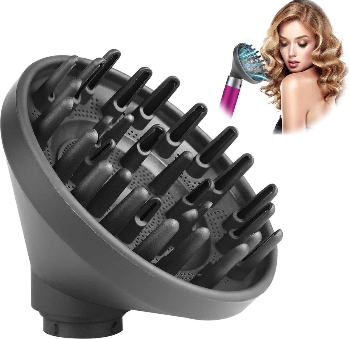 VELTRR® Diffuser Opzetstuk - Krulborstel voor Fohn Universeel - Multistyler - Zwart