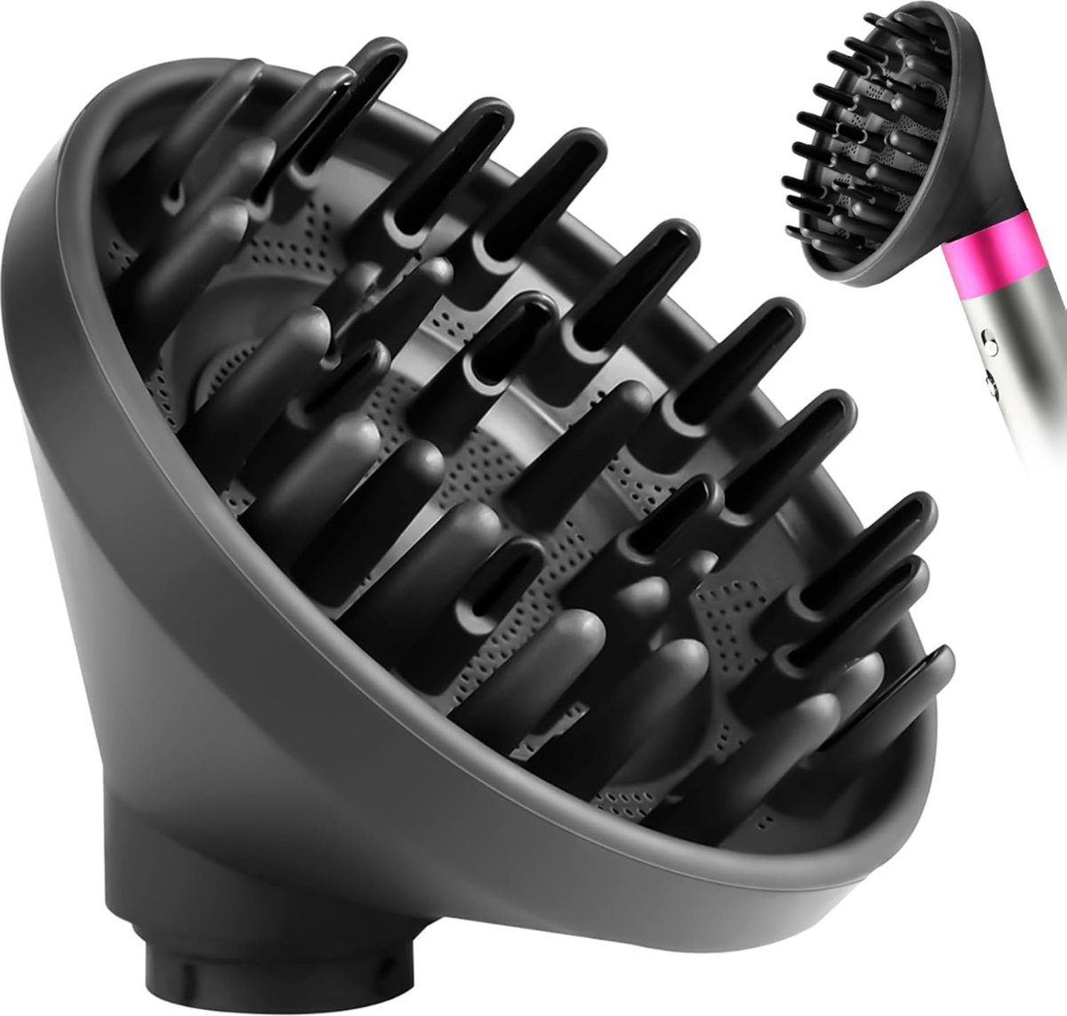 VELTRR® Diffuser Opzetstuk - Krulborstel voor Fohn Universeel - Multistyler - Donkergrijs