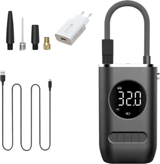 COCHO® Pompe à vélo électrique - Scooter Motor Car - Pompe à pneu pour compresseur d'air portable - Jusqu'à 10,3 bar - Rechargeable par USB