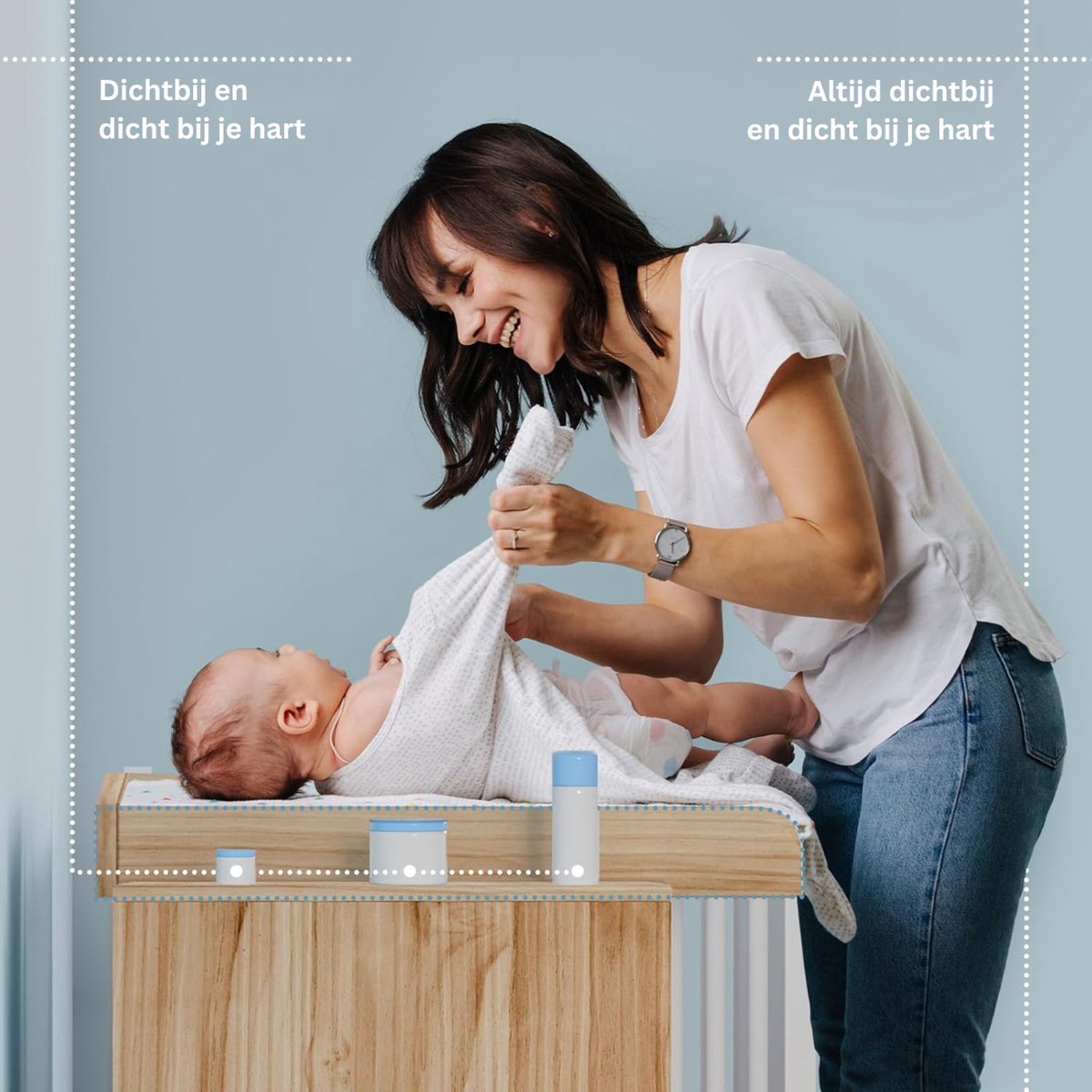 VELTRR® Commode Baby - Verzorgingstafel - Luiertafel - Babykamer - Wit met Bruin – foto 4