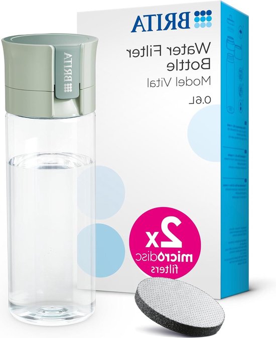 Green Water Filter Bottle (0.6L) - incl. 2 MicroDisc Filters - BPA-Free ...