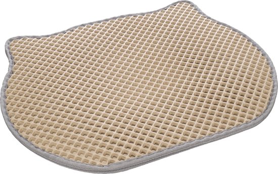 Tapis de litière pour chat Flamingo Beige – 50 cm L x 40 cm l x 1,3 cm H, Design efficace mais élégant, Antidérapant, Imperméable, Facile à nettoyer