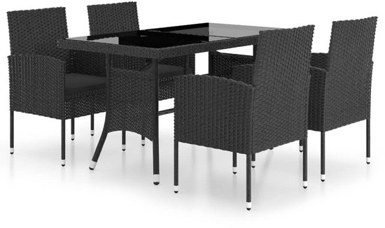 vidaXL Tuintafel met glazen tafelblad 150x90x74 cm staal zwart