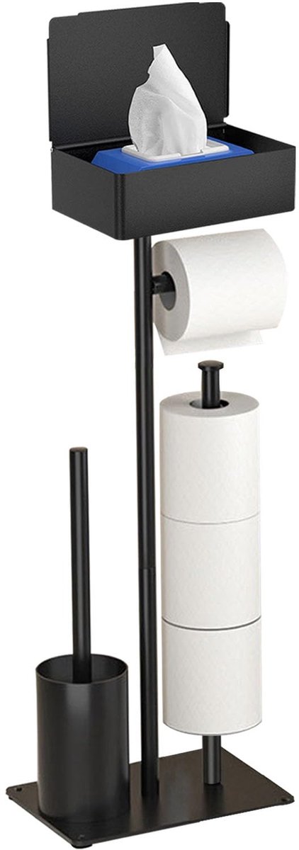 Unyqoos ® Stijlvolle Vrijstaande Toiletrolhouder Met Opbergdoos En Borstel Voor Badkamer