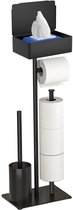 Unyqoos ® Stijlvolle Vrijstaande Toiletrolhouder Met Opbergdoos En Borstel Voor Badkamer