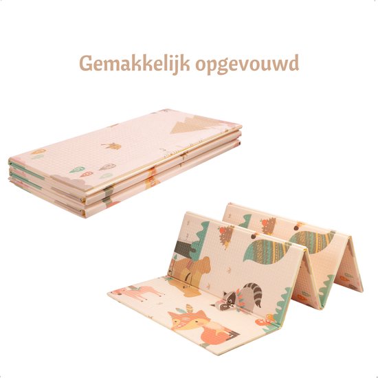 Tapis de jeu - Double face - Tapis de jeu - Tapis de jeu Bébé - Tapis de jeu Bébé - Tapis de jeu en mousse - 150 x 200 cm - Pliable - Avec sac de voyage - Beige