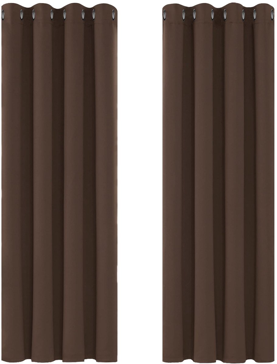Unyqoos ® Geluidswerende en Energiezuinige Verduisteringsgordijnen voor Slaapkamer en Woonkamer, 160 x 117 cm, Bruin, Set van 2