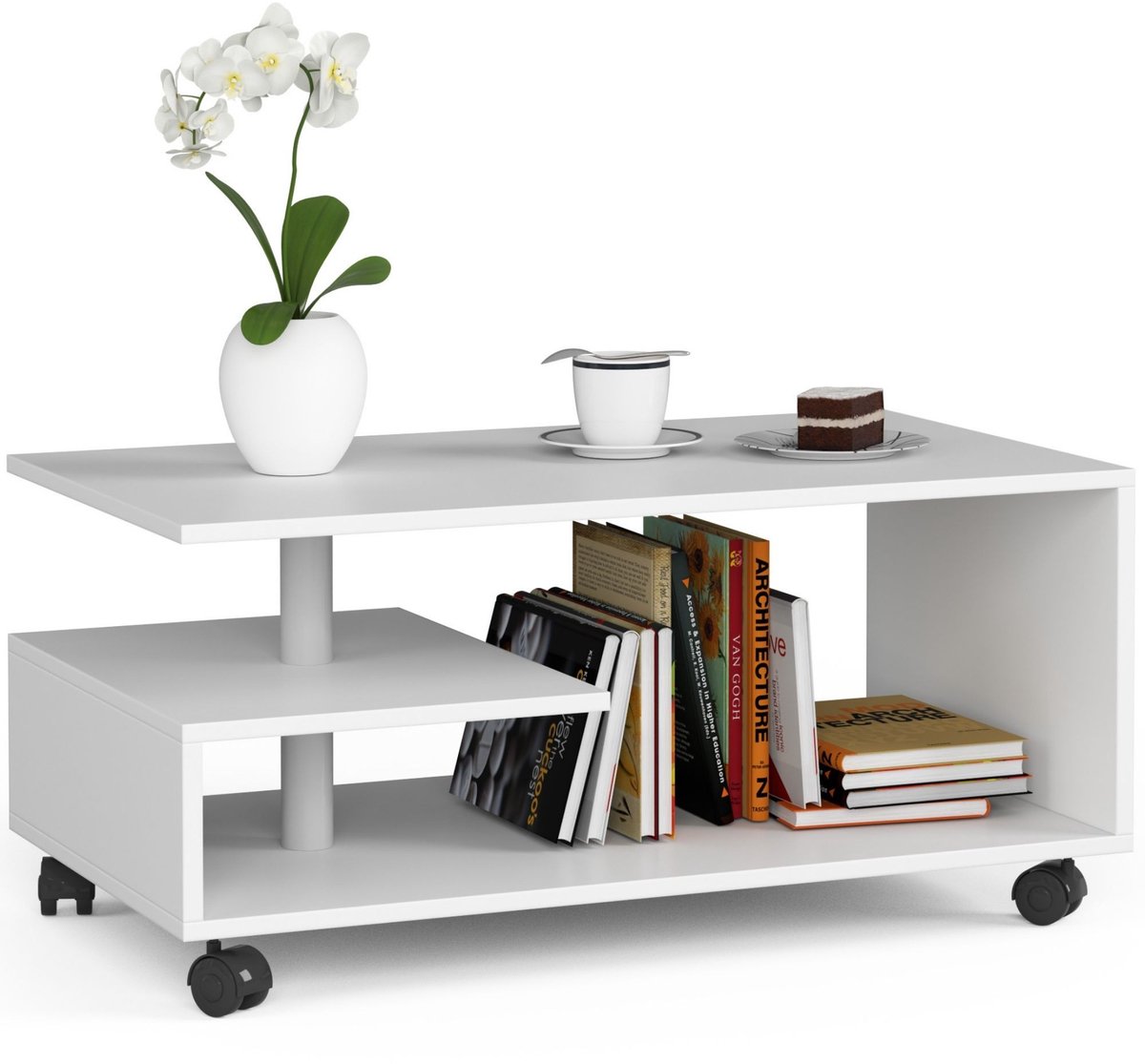 Salontafel Koffietafel met Wielen VINI / AKORD Furniture Factory / Wit / 90 x 40 x 51 cm